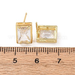 Orecchini a bottone in ottone con zirconi chiari e micro pavè&nbsp;EJEW-C174-02D-G