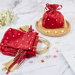 Sacs de rangement à cordon en tissu imprimé coeur&nbsp;ABAG-WH20010-20C-01