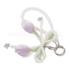 2 stücke 2 farben tuch doppel-kopf tulpe & legierung anhänger dekorationen&nbsp;HJEW-JM04394