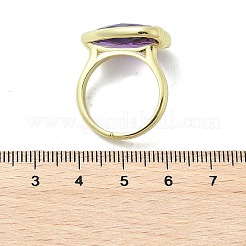 Anelli da dito in ottone ametista naturale a forma di cuore&nbsp;X-RJEW-D304-01G-A