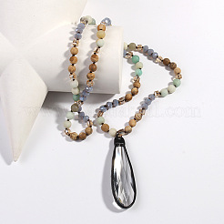 Böhmische ovale natürliche Druzy Achat Quaste Anhänger Halsketten&nbsp;FS-WGAFDEB-03