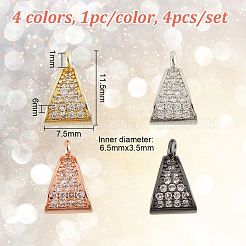 4 Stück 4 Farben Messing Micro Pave Zirkonia Tube Bügel&nbsp;KK-DR0001-17