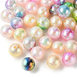 50 pièces placage uv opaque arc-en-ciel perles acryliques irisées&nbsp;SACR-CJ0001-42