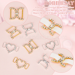 8 Stück 4 Stil Messing Kristall Strass Schuhdekoration&nbsp;FIND-HY0003-22