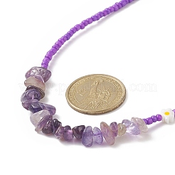 Chip di pietre preziose naturali e collana di perline di semi di vetro per le donne&nbsp;NJEW-JN04200
