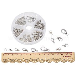 Zink-Legierung plattiert gemischte Größen Hummer Spangen und Eisen Sprung Ringe Schmuckzubehör in einer Box für Handwerk&nbsp;PALLOY-PH0001-01