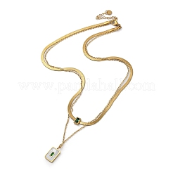 Collier double couche en acier inoxydable 304 avec câble et chaînes à chevrons&nbsp;NJEW-C022-03G