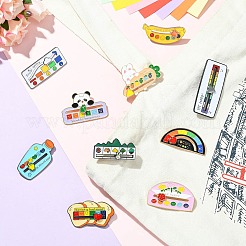 10 pièce de 10 styles d'épingles coulissantes en émail pour batterie d'humeur sociale&nbsp;JEWB-CJ0001-52