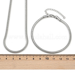 304 Edelstahl Runde Schlangenkette Halsketten & Armbänder Sets für Männer Frauen&nbsp;SJEW-F225-01P