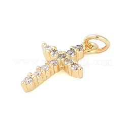 Placage de crémaillère en laiton micro pavé pendentifs en zircone cubique claire&nbsp;KK-Z060-04G-02