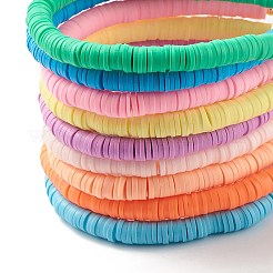Perles heishi en argile polymère faites à la main bracelets extensibles sertis de perles de motif de coeur pour les femmes&nbsp;BJEW-JB07450