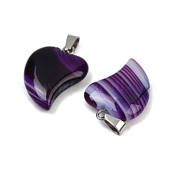 Collane con ciondolo a forma di cuore in agata fasciata naturale tinta&nbsp;NJEW-G166-01B