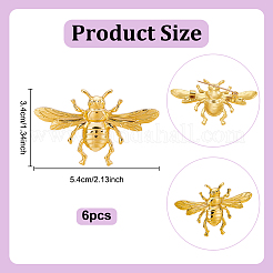 6 broche en alliage en forme d'abeille pour sac à dos et vêtements&nbsp;JEWB-PH0001-48