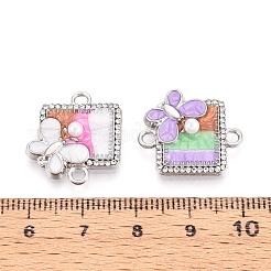 Dijes de conector de aleación de cristal con rhinestone y perlas de imitación ABS&nbsp;PALLOY-T092-09P