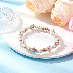 4 bracelet extensible en perles turquoise synthétiques peintes et teintes de 4 couleurs pour hommes et femmes&nbsp;BJEW-JB12240