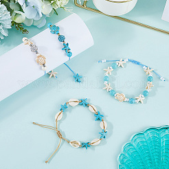 4 Stück 4 Stil Schildkröte & Seestern & runde synthetische grün türkis geflochtene Perlen Armbänder Sets&nbsp;BJEW-SC0001-43