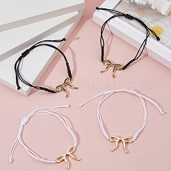 4 bracelet à breloques en laiton avec nœud papillon&nbsp;BJEW-HS00013