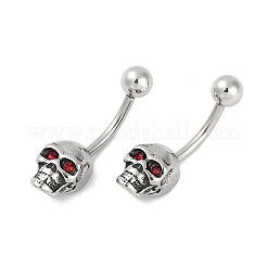 Bauchnabelpiercings aus chirurgischem Edelstahl 316 mit roten Zirkonia&nbsp;EJEW-G416-34AS