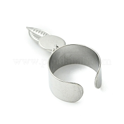 8 Stück 4 Stil 304 Edelstahl offene Manschette Fingerringe mit Blatt Charms&nbsp;RJEW-AB00008