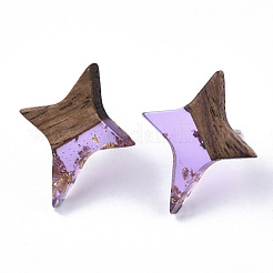 Boucles d'oreilles en résine transparente et bois de noyer&nbsp;EJEW-N017-004A-A03