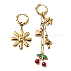 Pendientes de aro esmaltados de acero inoxidable 304&nbsp;EJEW-G451-06G