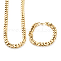 Ensembles de bijoux : bracelets et colliers à maillons cubains en acier inoxydable 304 avec placage ionique (IP)&nbsp;SJEW-B019-03D-G