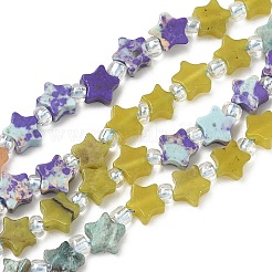 5 style de colliers de perles en jaspe impérial synthétique&nbsp;G-D095-A06