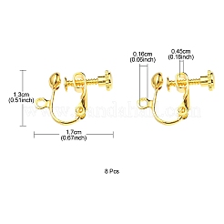 Reperti per orecchini a clip con viti in ottone placcato in rack&nbsp;KK-YW0001-10G