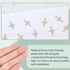 8 pz 2 colori in ottone micro pavé di ciondoli con zirconi cubici&nbsp;KK-FH0007-90