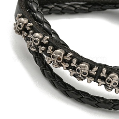 Geflochtene Kordelarmbänder aus PU-Kunstleder&nbsp;BJEW-P329-02B-AS