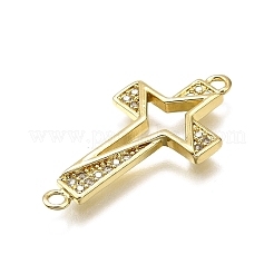 Breloques en laiton micro pavées en zircone cubique transparente avec croix et étoile religieuse&nbsp;KK-Z100-22G-03