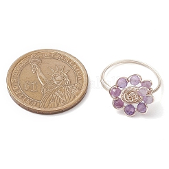 Blume natürlicher schwarzer Spinell & Amethyst & Achat & Apatit & Lapislazuli Fingerringe&nbsp;RJEW-JR00764