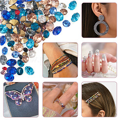 Cabochons en verre avec strass de dos avec point&nbsp;RGLA-YS0001-03