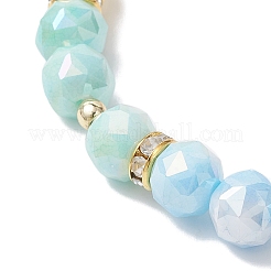 Pulseras elásticas de cuentas de vidrio redondas galvanizadas antideslustre para mujer&nbsp;BJEW-JB12663