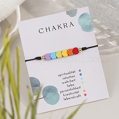 Bracciale regolabile in cordino nero con perline a forma di cuore arcobaleno e pietre preziose per donna&nbsp;YA9246-2