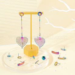 40 pieza de accesorios para pendientes de acero inoxidable 304 de 4 estilos de colores del arco iris&nbsp;DIY-UN0003-22