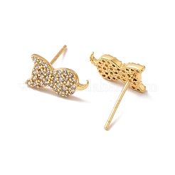 Orecchini a bottone a forma di gatto con zirconi chiari&nbsp;EJEW-P199-17G