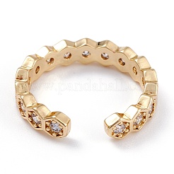 Manschettenringe aus Messing mit klarem Zirkonia&nbsp;RJEW-B034-04G