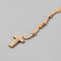 Collana con rosario in cordino di poliestere&nbsp;NJEW-WH0002-243C