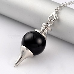 Wünschelrutenpendel aus natürlichem Obsidian&nbsp;X-BJEW-E292-A04