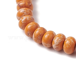 Bracelets extensibles en perles de jaspe impérial synthétique et croix turquoise pour femmes et hommes&nbsp;BJEW-JB11382