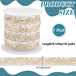 10 Yards elastische Polyesterschnur mit Goldprägung und Blumen&nbsp;OCOR-WR0001-49B