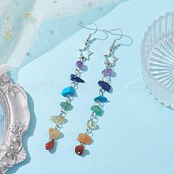 Ohrhänger mit Chakra-Thema aus natürlichen und synthetischen Edelsteinsplittern&nbsp;EJEW-JE05629-01