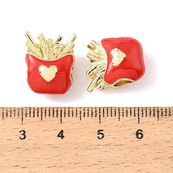 Frites avec perles européennes en laiton émaillé en forme de cœur&nbsp;KK-CBA9CBD-04G