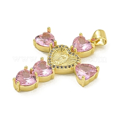 Ciondoli in ottone con placcatura a cremagliera con pavé di zirconi&nbsp;KK-U029-01G-01