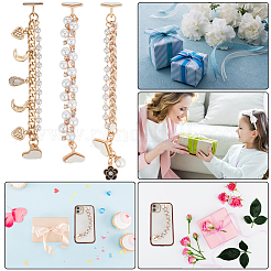 3 Stück 3 Stil Perlen Kunststoff Perlen Charms Gliederkette Handyhülle Doppelkettenband Set&nbsp;AJEW-WR0001-42