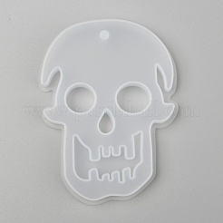 Stampi per statue in silicone con ciondolo a forma di teschio fai da te per Halloween&nbsp;X-DIY-P006-41