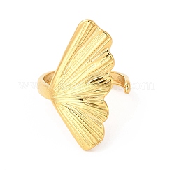 Bague ouverte en acier inoxydable 304 avec placage ionique (IP) en forme de coquille pour femme&nbsp;RJEW-E063-12G