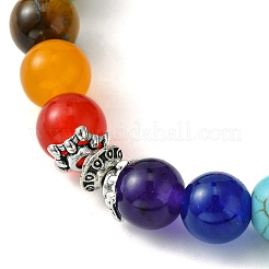 Braccialetti elasticizzati chakra con pietre miste naturali e sintetiche&nbsp;BJEW-JB09859-02