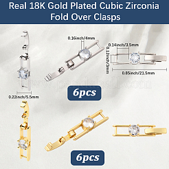 12 Stück 2 Farben Rack Plating Messing Micro Pave klare Zirkonia Faltverschlüsse&nbsp;KK-BBC0021-34